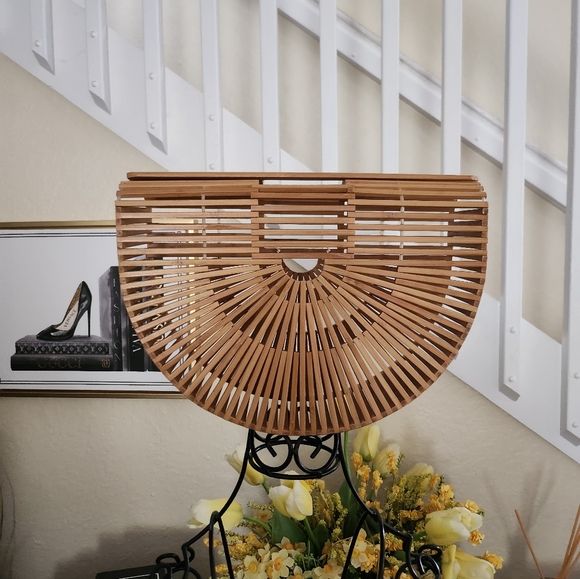 Handbags - Large Bamboo Wooden Purse Cage Clutch Handbag